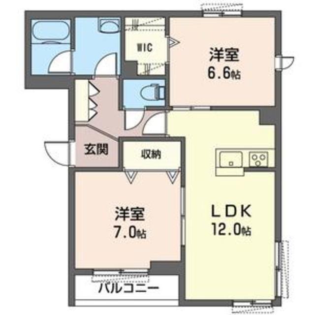 サウス PURE(2LDK/3階)の間取り写真