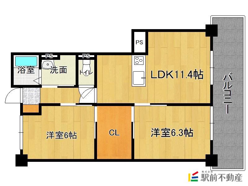 セレス駅南(2LDK/7階)の間取り写真