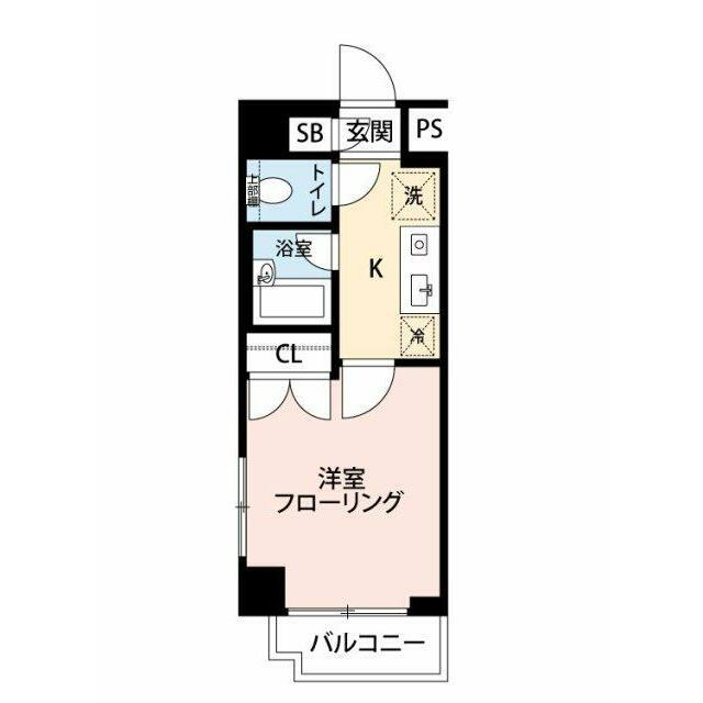 スカイコート世田谷用賀第3(1K/2階)の間取り写真