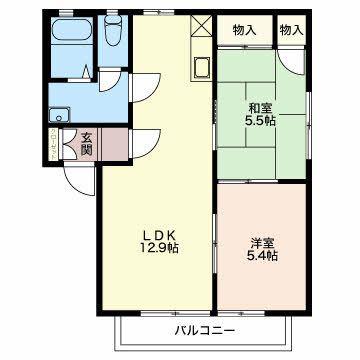 コンフォール浜見(2LDK/2階)の間取り写真