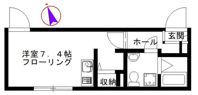 コーポマリーナ羽田(ワンルーム/1階)の間取り写真