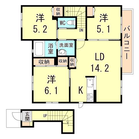 シーサイドビラⅥ(3LDK/2階)の間取り写真