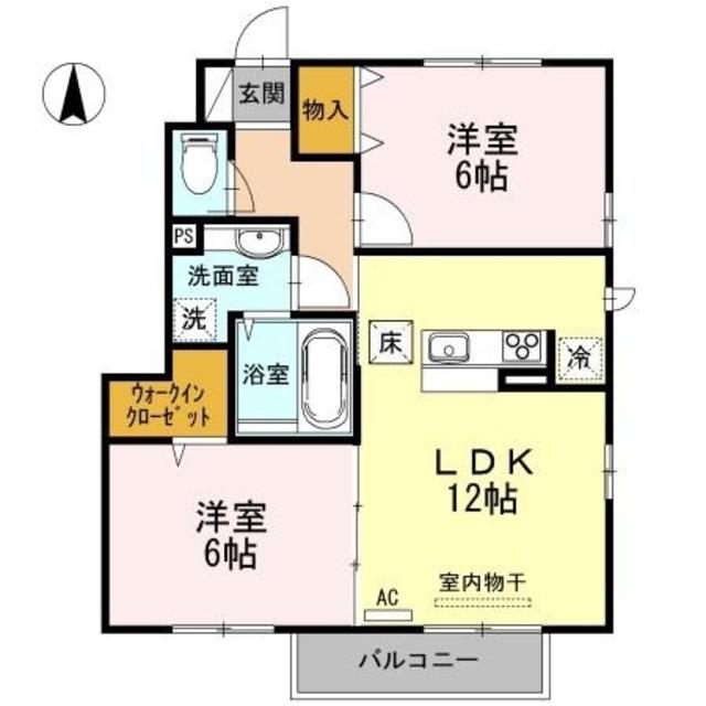 フロンティア B棟B101(2LDK/1階)の間取り写真