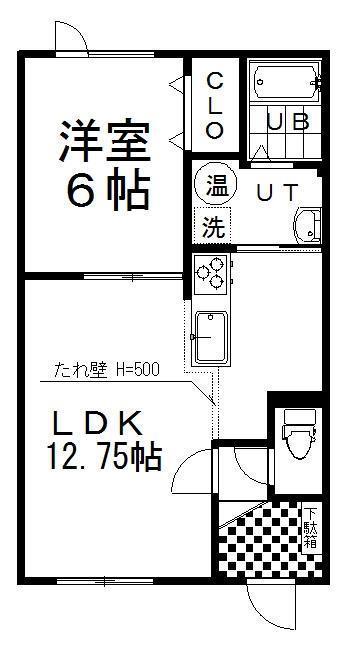 BELIERI(1LDK/1階)の間取り写真