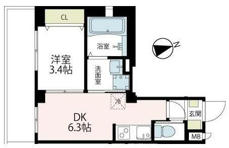 フェンテ.S(1DK/5階)の間取り写真