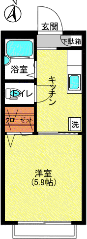 サンライズ山本II(1K/1階)の間取り写真