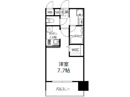 エンクレストベイ天神東II(1K/13階)の間取り写真