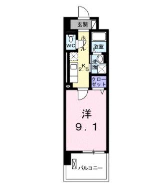 ララフラッツ(1K/1階)の間取り写真