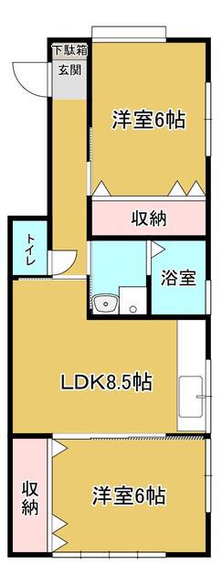 セゾンS(2LDK/2階)の間取り写真