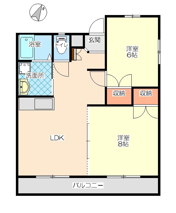イミューブルカトレア(2LDK/1階)の間取り写真