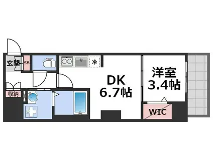 ファーストフィオーレ心斎橋イースト(1DK/3階)の間取り写真