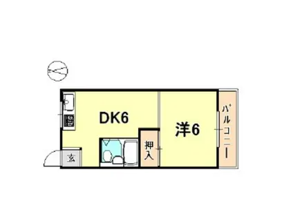 コーポ赤松(1DK/2階)の間取り写真
