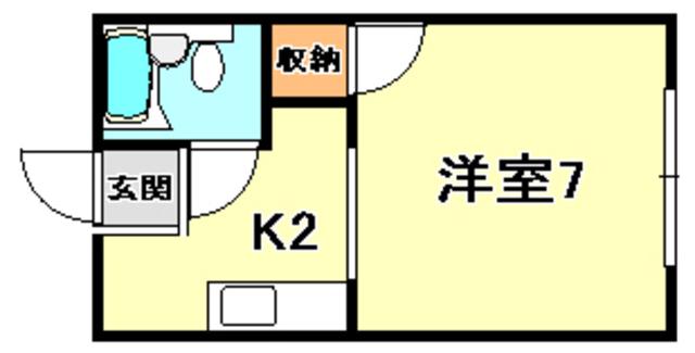ルシエール平野 B棟(1K/1階)の間取り写真