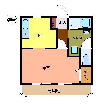 リバーコートM(1DK/2階)の間取り写真