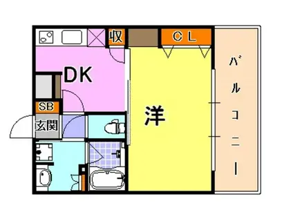 プレジール三ノ宮(1DK/7階)の間取り写真
