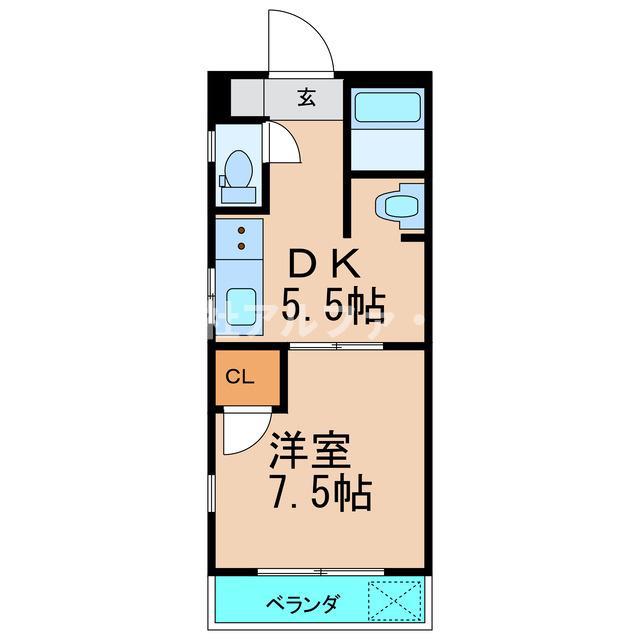 ステーションエイト(1DK/2階)の間取り写真