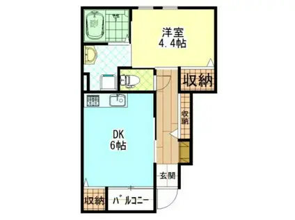 アムール雅(1DK/1階)の間取り写真