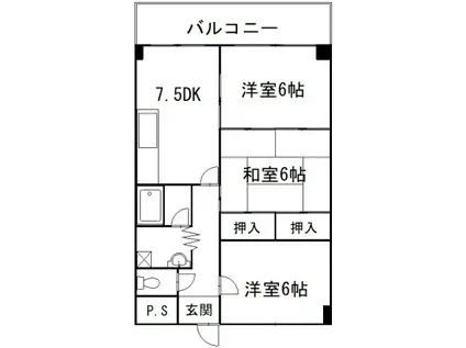 ツインズ大町II(3DK/2階)の間取り写真