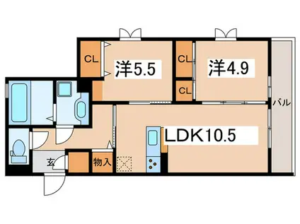 フェリナーレ(2LDK/1階)の間取り写真