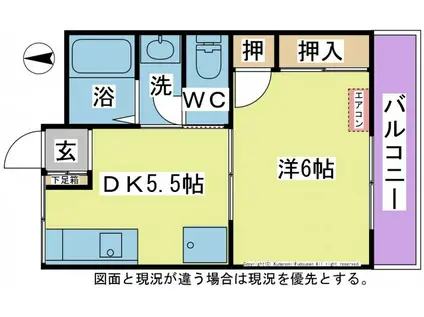 コーポ前田II(1DK/2階)の間取り写真