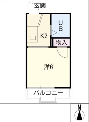 ジュネスK(1K/2階)の間取り写真