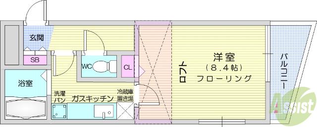 レイシュロス(1K/2階)の間取り写真