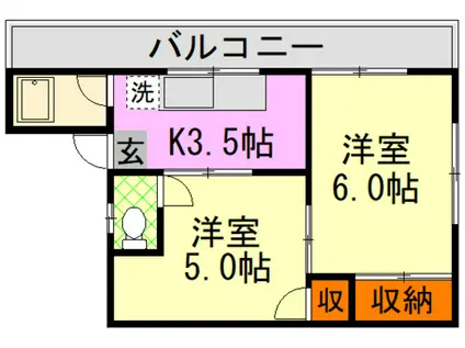 三栄ビル(2K/3階)の間取り写真