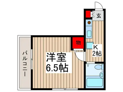 アルファネクストベイシティ津田沼(1K/2階)の間取り写真