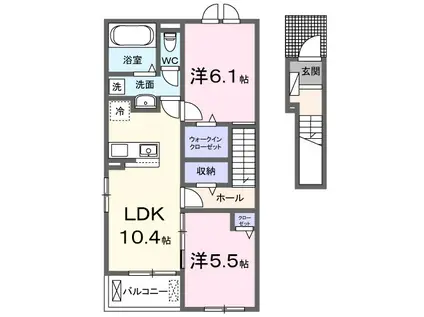 エスポワールI(2LDK/2階)の間取り写真