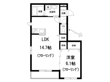 エスポワール早宮(1LDK/1階)の間取り写真