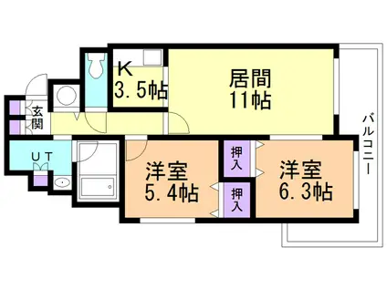 りらガーデン登別(2LDK/2階)の間取り写真