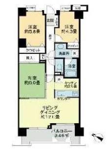朝日白金台マンション(3LDK/8階)の間取り写真
