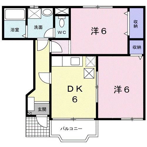 アビターレA棟(2DK/1階)の間取り写真