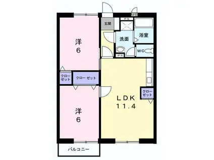 エトワール(2LDK/2階)の間取り写真