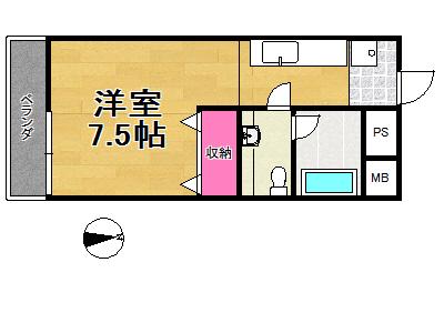 ブランチ南越谷(ワンルーム/1階)の間取り写真