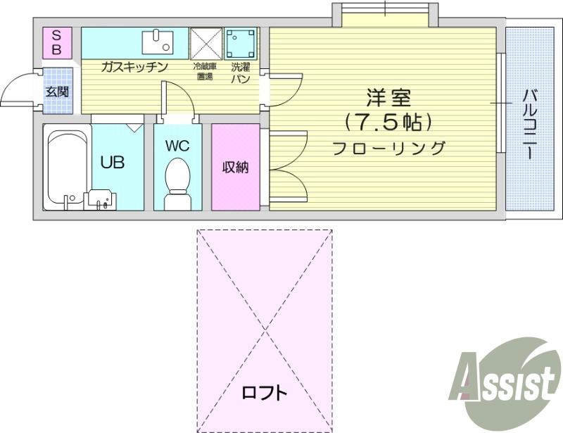 ラ・シャンブルクレールⅡ(1K/2階)の間取り写真