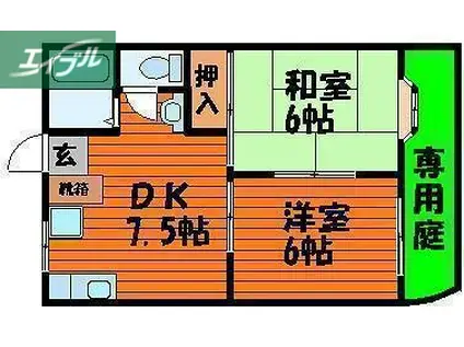 センスフルタウン西王寺II C棟(2DK/2階)の間取り写真