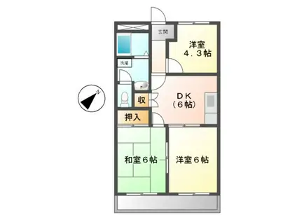 シーサイドレジデンス(3DK/3階)の間取り写真