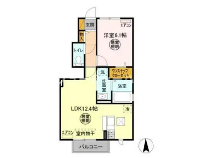ティアラ A(1LDK/1階)の間取り写真