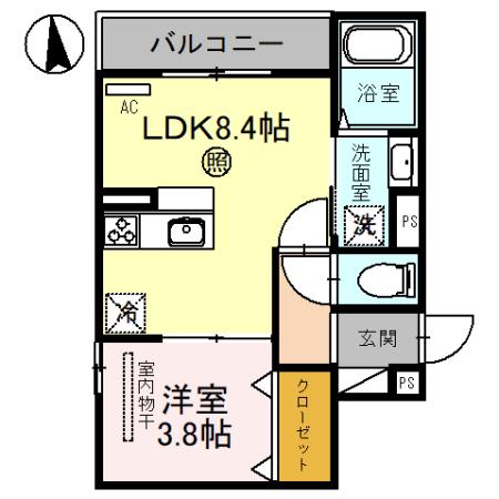 THE CROSS(1LDK/2階)の間取り写真