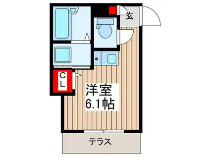 グリーン・ジュピター(ワンルーム/1階)の間取り写真