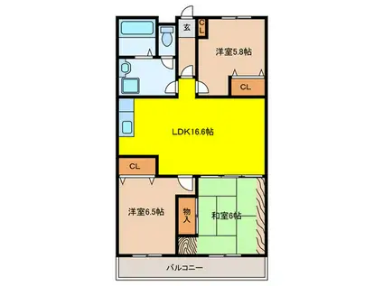 ファミール宝塚(3LDK/4階)の間取り写真