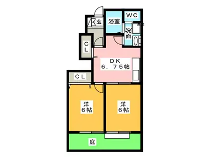 ハイツ イチローA(2DK/1階)の間取り写真
