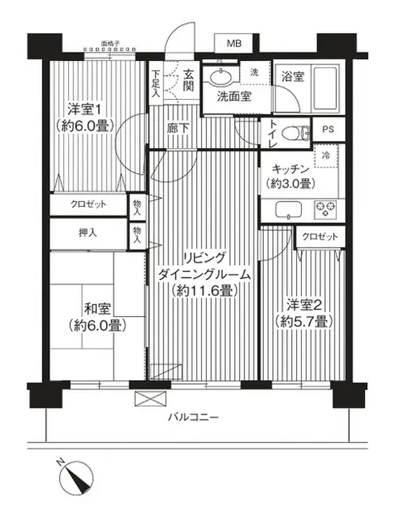 KS桜川 2階階 間取り