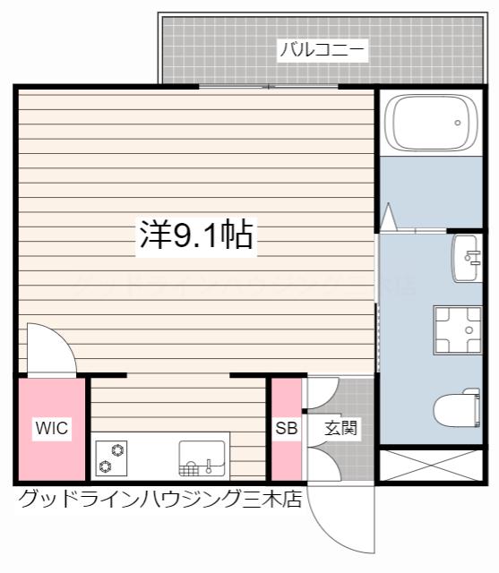 コリーヌ(ワンルーム/2階)の間取り写真