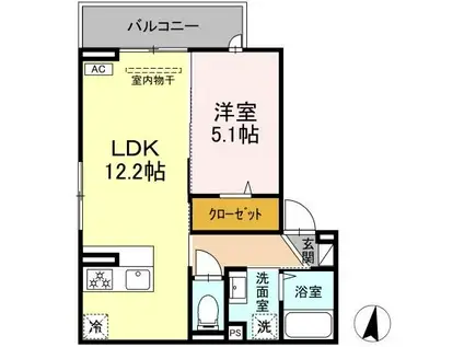 LOSKA(1LDK/2階)の間取り写真