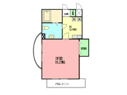 エクセル東海(1K/2階)の間取り写真