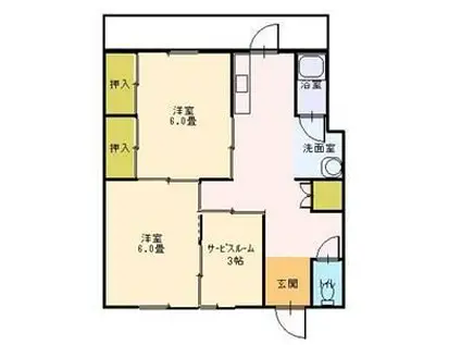 大福マンション引野(3K/4階)の間取り写真