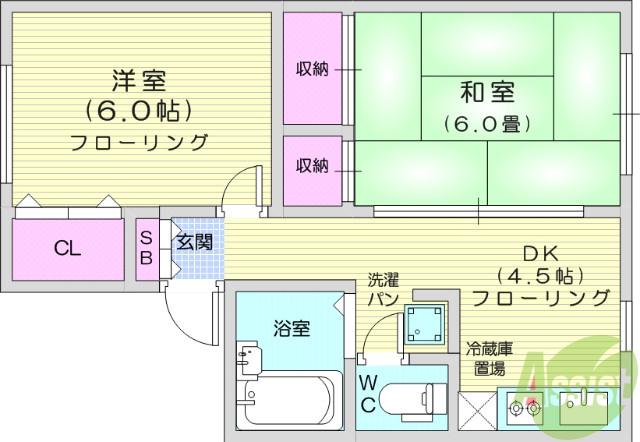 サンライズ館D(2DK/1階)の間取り写真
