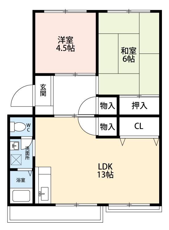 コーポ志字(2LDK/3階)の間取り写真